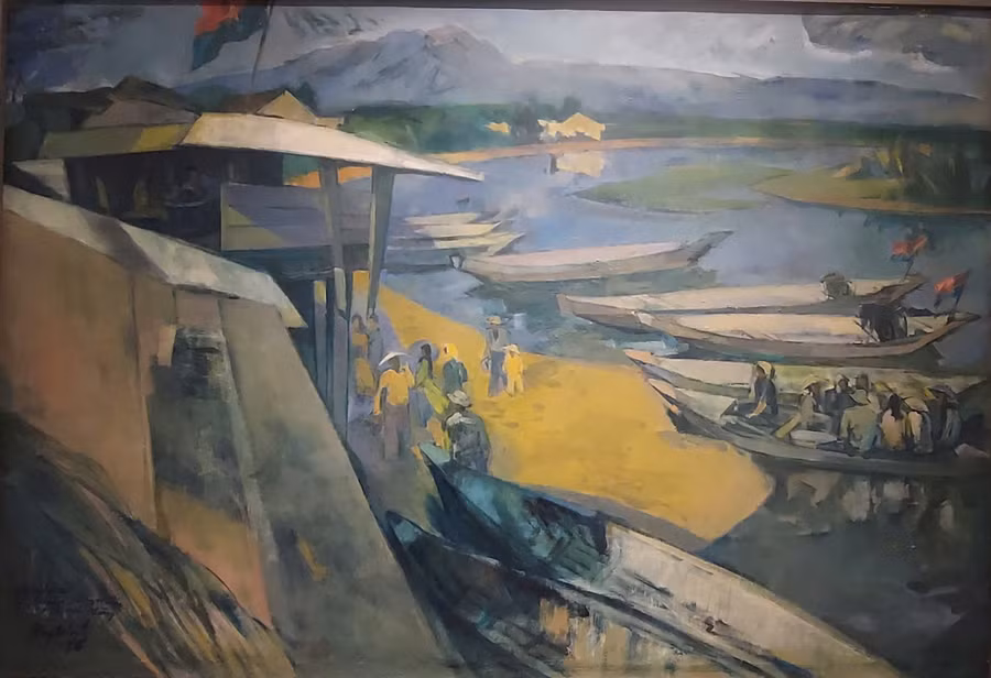 Huy Oánh - 'Đông Hà giải phóng', 1976. Ảnh: Hoàng Anh.