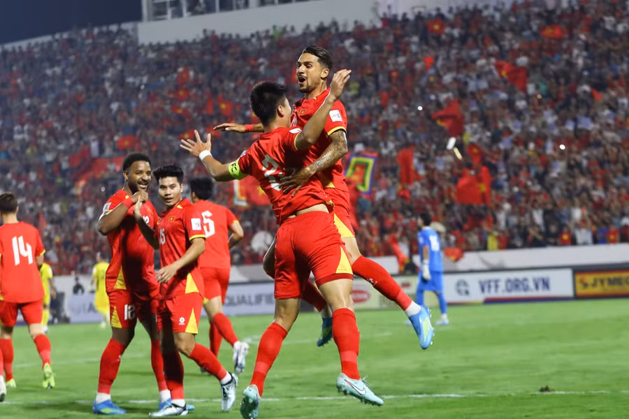 Đội tuyển Việt Nam thắng thuyết phục Malaysia ở vòng loại ASIAN Cup 2027. Ảnh: INT
