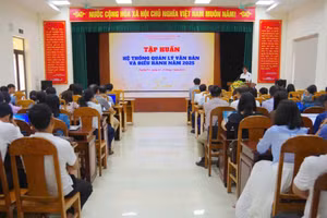 Sở GD&ĐT Quảng Trị tập huấn sử dụng phần mềm quản lý văn bản cho hơn 250 cán bộ, nhân viên giáo dục.