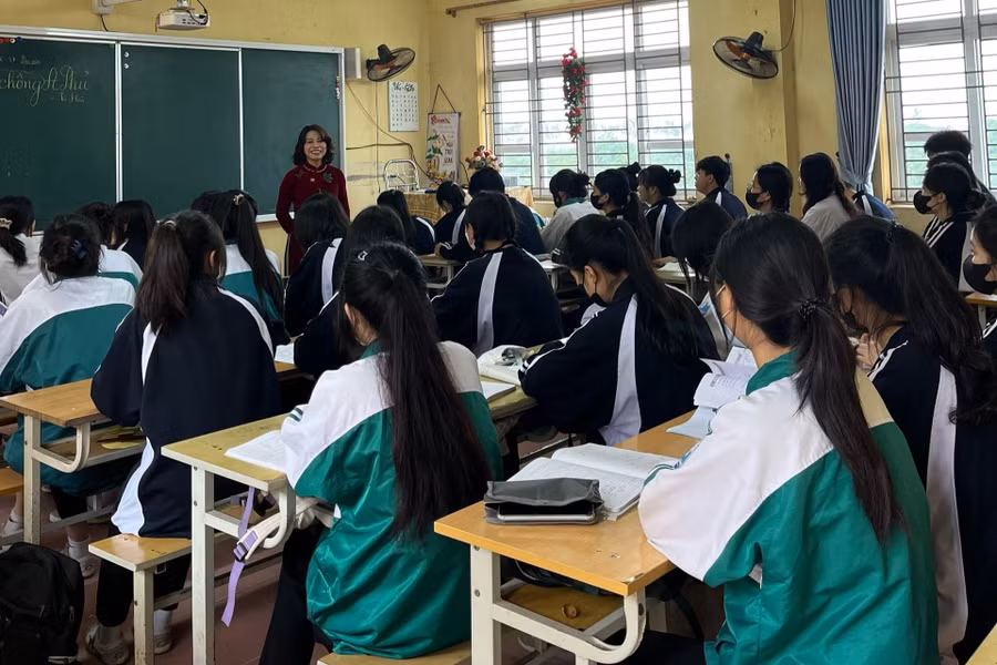 Giờ học tại Trường THPT Trần Quang Khải (Hưng Yên).