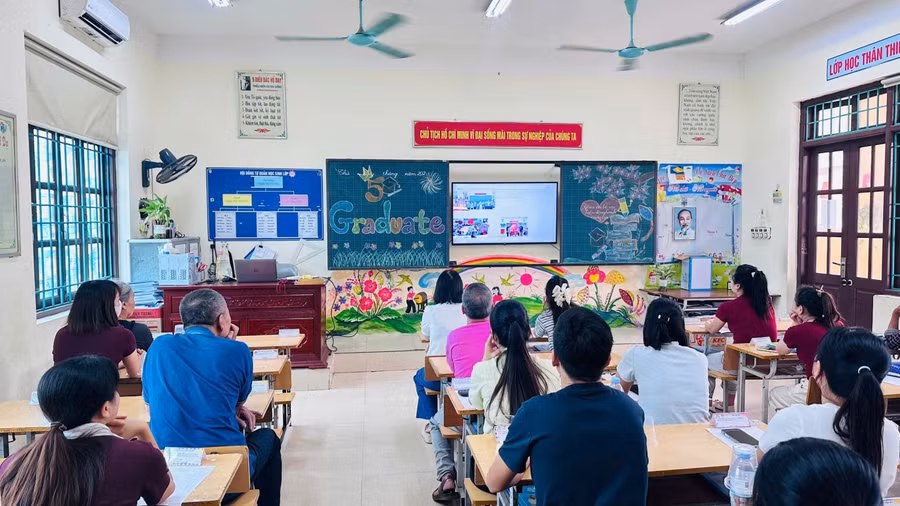 Họp phụ huynh cuối năm học 025-2026 tại Trường Tiểu học Phú Lâm 1 (Bắc Ninh). Ảnh: websites nhà trường.