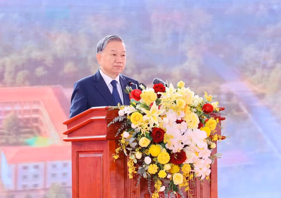 Tổng Bí thư Tô Lâm phát biểu chỉ đạo tại buổi lễ. Ảnh: Nguyễn Mạnh.