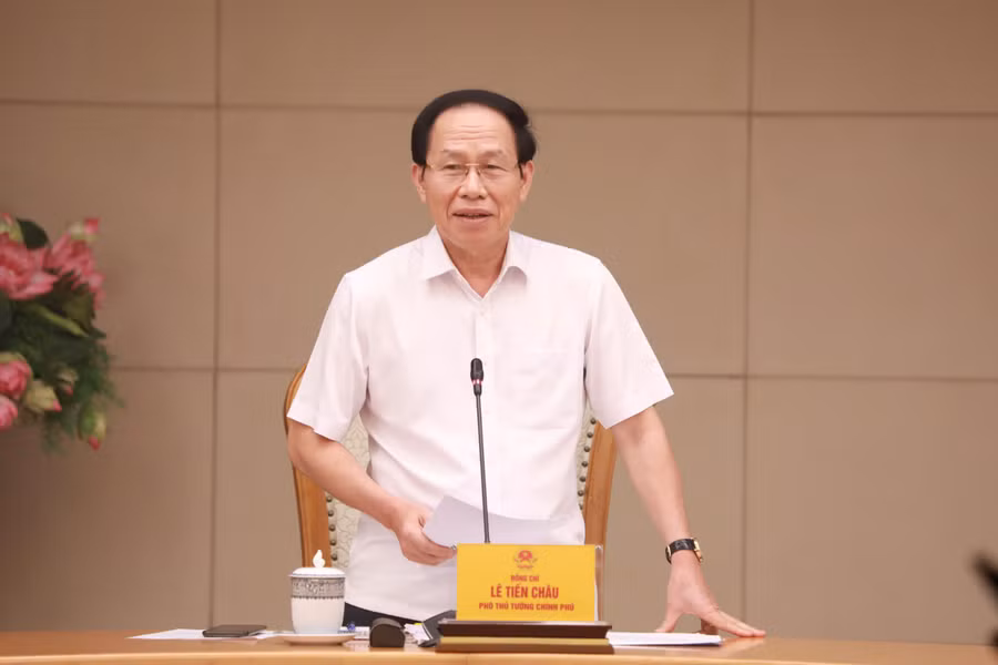 Phó Thủ tướng Lê Tiến Châu phát biểu tại buổi làm việc.