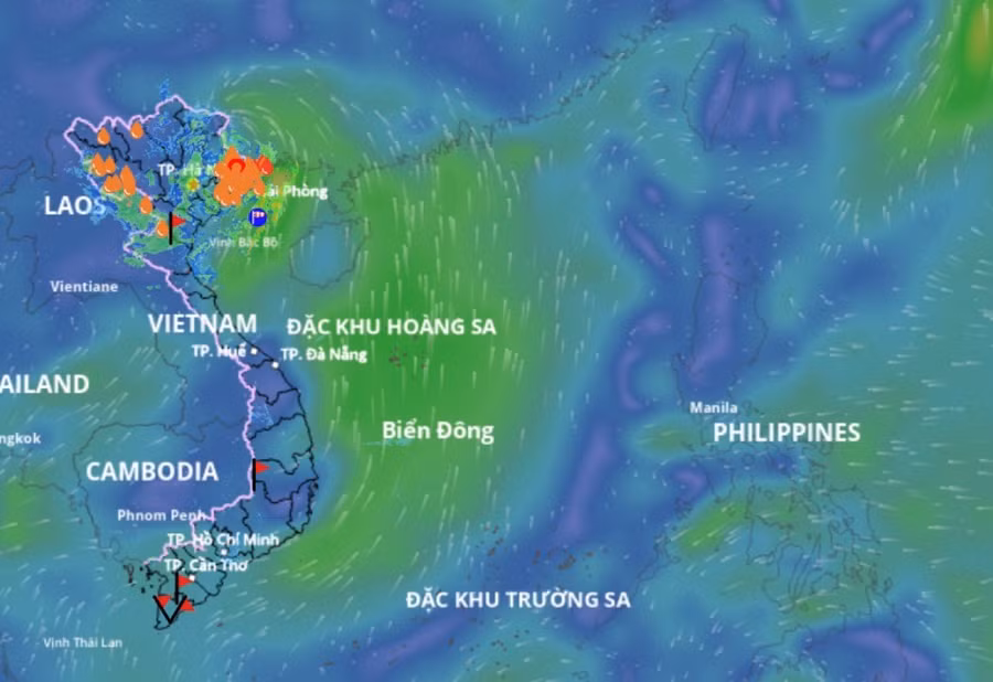 Cập nhật vị trí của áp thấp nhiệt đới hồi 9 giờ ngày 19.8. Nguồn: Hệ thống Giám sát thiên tai Việt Nam.