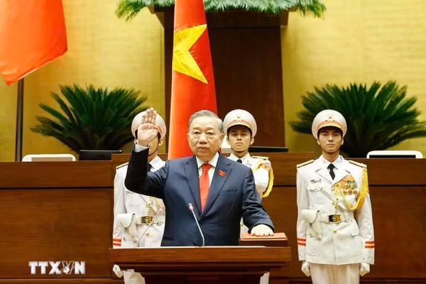 Chủ tịch nước Cộng hoà xã hội chủ nghĩa Việt Nam Tô Lâm tuyên thệ nhậm chức. Ảnh: Lâm Khánh/TTXVN