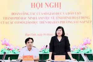 Bà Nguyễn Thị Ngọc, Phó Giám đốc Sở GD&ĐT thành phố Bắc Ninh phát biểu tại hội nghị.