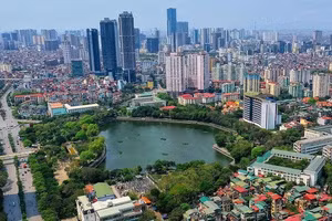 Một góc nội thành Hà Nội nhìn từ trên cao.