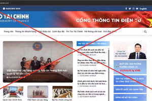 Website giả mạo Cổng thông tin điện tử Bộ Tài chính.
