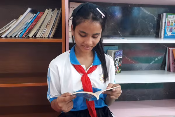 Học sinh Trường THCS Võ Thị Sáu (xã Buôn Đôn, Đắk Lắk).