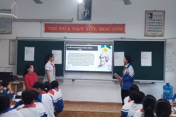 Giờ học tại Trường THCS Thuỵ Liên (Thái Thụy, Hưng Yên).