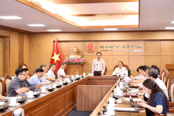 Quang cảnh hội nghị tại điểm cầu trụ sở Bộ GD&ĐT.