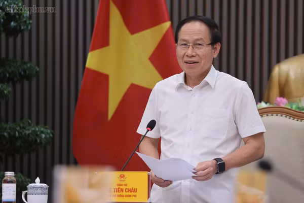 Phó Thủ tướng Chính phủ Lê Tiến Châu chủ trì cuộc làm việc về tiến độ sắp xếp các cơ sở giáo dục mầm non, giáo dục phổ thông - Ảnh: chinhphu.vn/Thu Sa