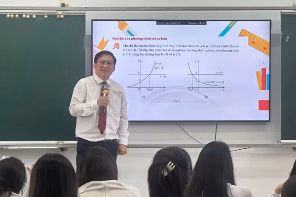 Thầy Vũ Ngọc Hòa - giáo viên Trường THPT Ngô Quyền (Đồng Nai) trong giờ Toán.