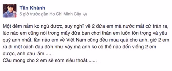 Tần Khánh chia sẻ thông tin Thái Phong Vũ bị sát hại tại Mỹ