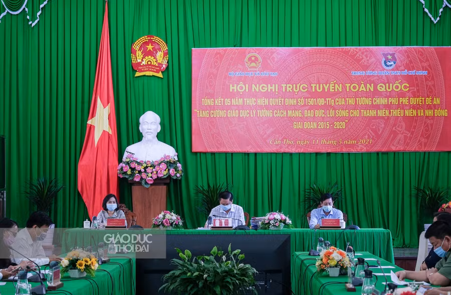 Các đại biểu TP Cần Thơ dự Hội nghị trực tuyến toàn quốc tổng kết 5 năm thực hiện Quyết định số 1501/QĐ-TTg của Thủ tướng Chính phủ phê duyệt Đề án “Tăng cường giáo dục lý tưởng cách mạng, đạo đức, lối sống cho thanh niên, thiếu niên và nhi đồng giai đoạn 2015-2020”.