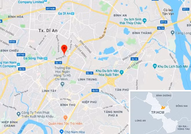Vị trí gần nơi xảy ra vụ việc. Ảnh:Google Maps. Bat nghi pham danh chet nguoi roi ngu ben xac nan nhan hinh anh 2
