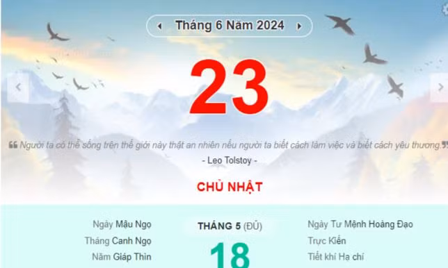 Lịch âm hôm nay - Xem lịch âm ngày 23/6