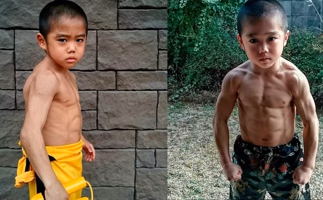 Cậu bé Nhật 8 tuổi cơ bắp như Lý Tiểu Long cau be nhat 8 tuoi co bap nhu ly tieu long