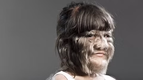  Hypertrichosis khiến người bệnh mọc lông rậm khắp cơ thể và ngứa ngáy, đau rát. Ảnh: Twitter. 