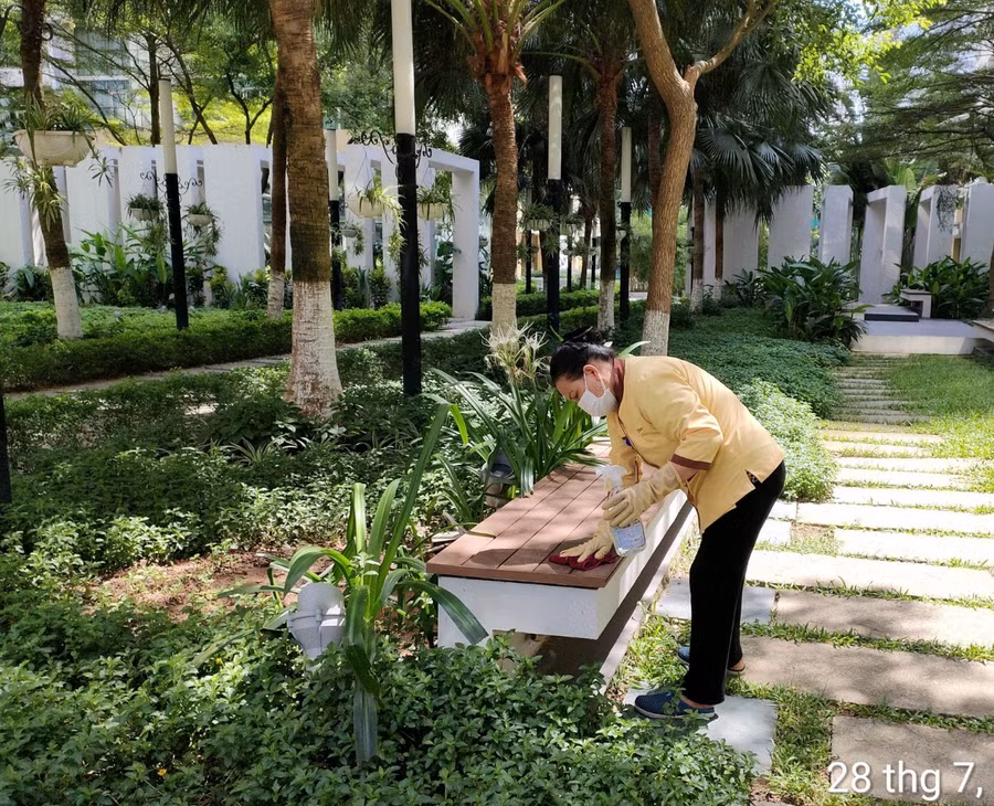 Cảnh quan không gian xanh mướt tại dự án khu dân cư do TNPM quản lý vận hành