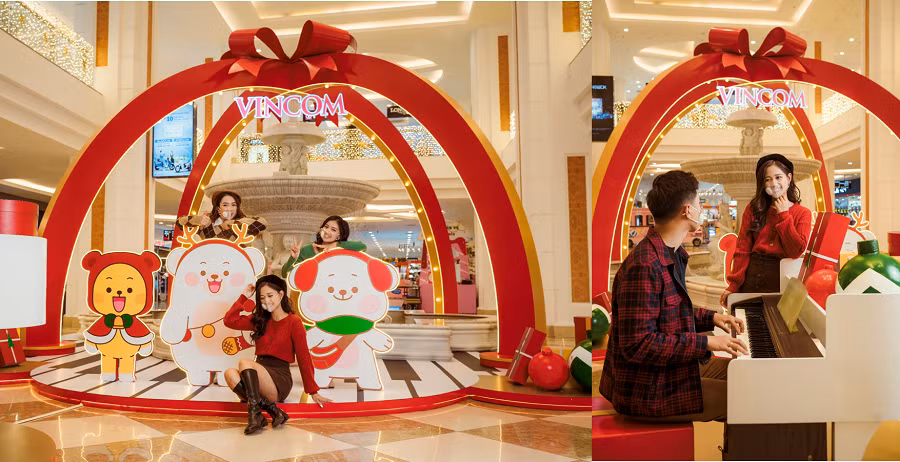 Bên trong không gian TTTM, Vincom Mega Mall Royal City còn mang đến cho khách hàng một bữa tiệc âm nhạc Giáng sinh với sân khấu thiết kế hình món quà độc đáo, cùng sự gia nhập rộn ràng của “gấu nghệ sĩ” bên cạnh những người bạn “gấu sành điệu”, “gấu thám hiểm”…