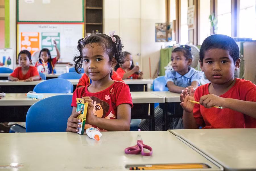 Palau duy trì tỷ lệ nhập học cao cho trẻ em gái. Ảnh: Unicef.