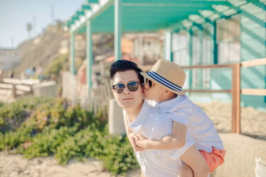 ​Quang Dũng và con trai Bảo Nam.