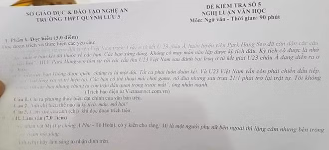 Chien thang cua U23 Viet Nam vao de kiem tra Ngu van hinh anh 1