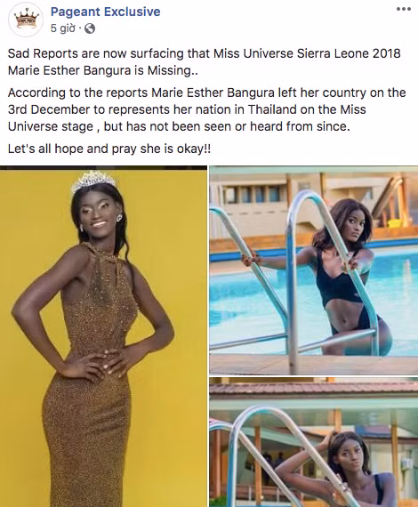 thí sinh Hoa hậu Hoàn vũ mất tích,Hoa hậu Hoàn vũ 2018,Sierra Leone