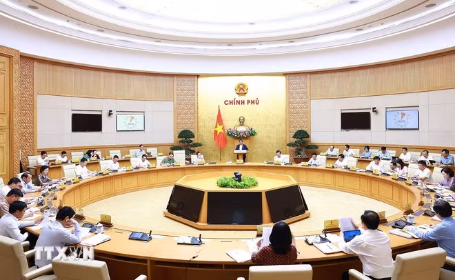 Phiên họp Chính phủ thường kỳ tháng Năm. (Ảnh: Dương Giang/TTXVN)