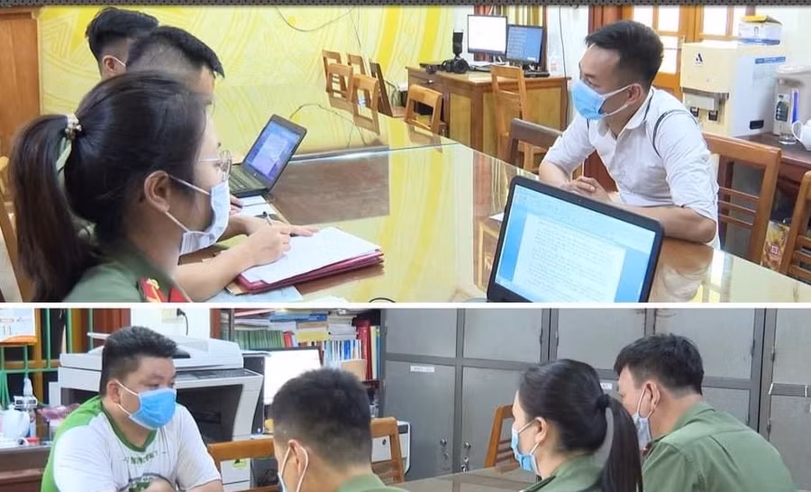 Các đối tượng tại cơ quan Công an.