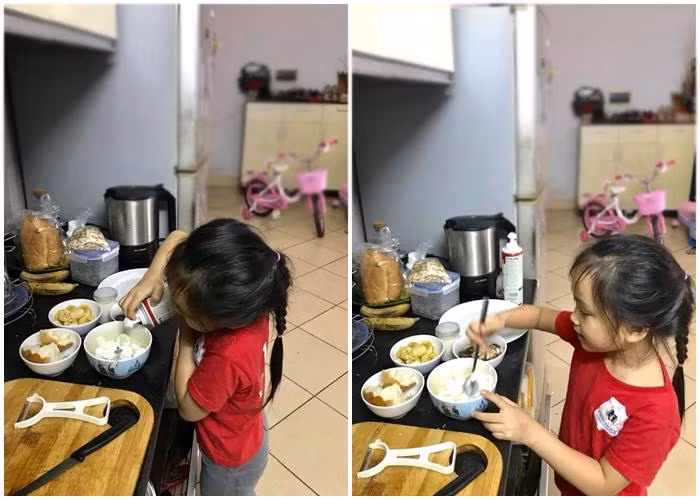 con gai 5 tuoi da biet rang com, ran trung, nau mi chi vi nho co ba me... luoi - 2