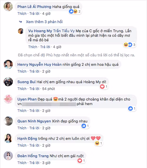 Nhiều bình luận nhận xét hai người đẹp như chị em ruột. Nhiều bình luận nhận xét hai người đẹp như chị em ruột.
