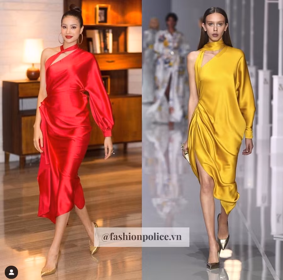 Mẫu Lê Thanh Hòa (trái) và của Ralph and Russo (phải). Mẫu Lê Thanh Hòa (trái) và của Ralph and Russo (phải).