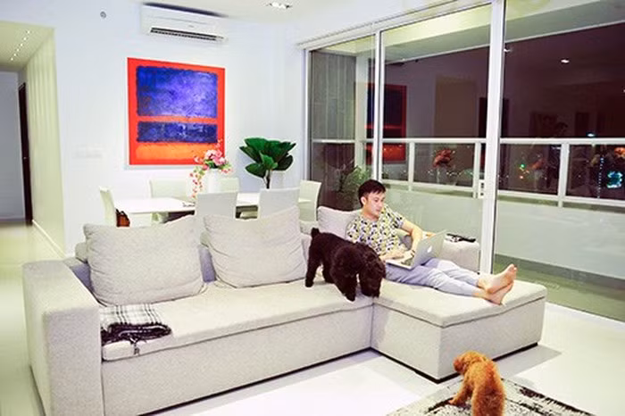 Khám phá căn nhà đẹp “không góc chết” của Dương Triệu Vũ, phát hiện một thứ đặc biệt ảnh 3 Sofa với gam màu trắng tinh tế