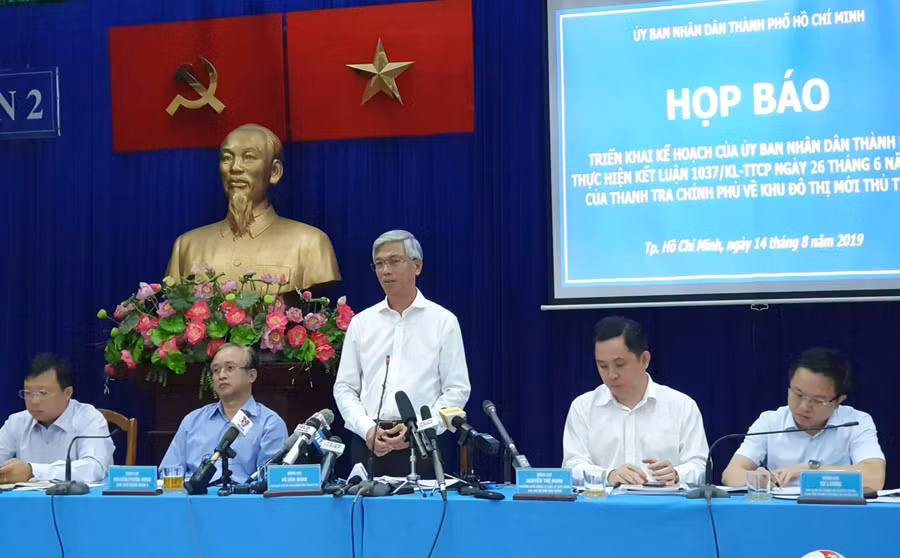 Ông Võ Văn Hoan, Phó Chủ tịch UBND TPHCM thông tin tới báo chí về chính sách đối với các hộ dân Thủ Thiêm