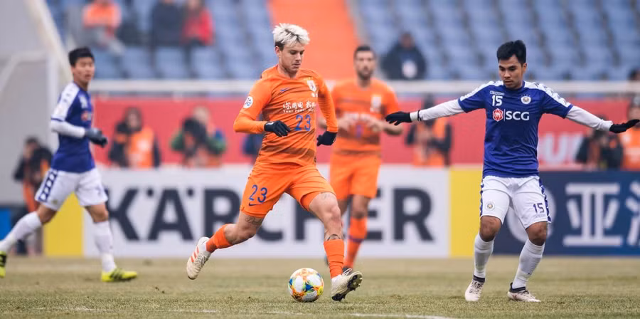 Hà Nội FC đã thua đậm Shandong Luneng 1-4 trong trận play-off tranh vé dự AFC Champions League. Ảnh: AFC.