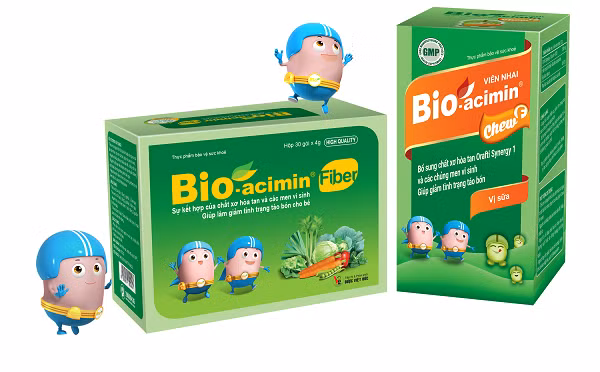 Bộ đôi Bio-acimin Fiber và Bio-acimin Chew F giúp trẻ đẩy lùi táo bón.