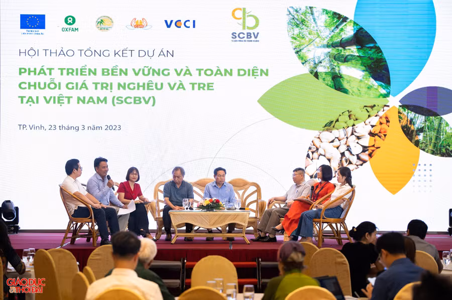 Hội thảo tổng kết dự án “Phát triển bền vững và toàn diện chuỗi giá trị nghêu và tre tại Việt Nam”. Ảnh: Phạm Tâm.