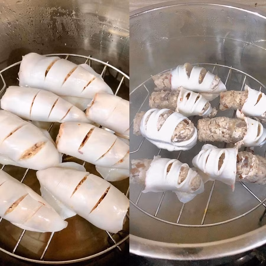 Có ai dũng cảm thử món mực nhồi thịt của em không?