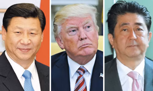 Chủ tịch Trung Quốc Tập Cận Bình, Tổng thống Mỹ Donald Trump và Thủ tướng Nhật Bản Shinzo Abe 