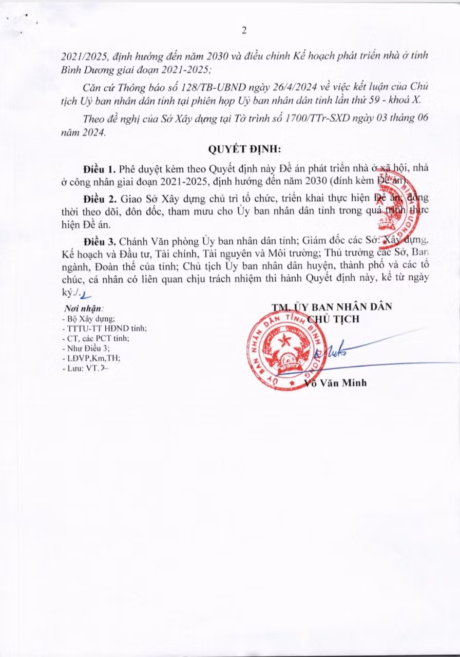 Quyết định số 1696/QĐ-UBND phê duyệt Đề án phát triển nhà ở xã hội, nhà ở công nhân của UBND tỉnh Bình Dương.