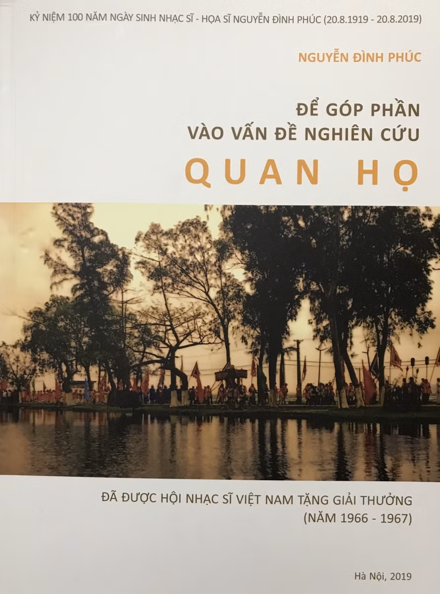 Bìa cuốn “Để góp phần vào vấn đề nghiên cứu quan họ”.