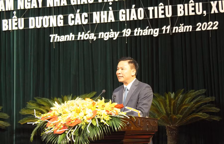 Ông Đỗ Trọng Hưng - Bí thư Tỉnh ủy, Chủ tịch HĐND tỉnh Thanh Hóa phát biểu tại lễ kỷ niệm.