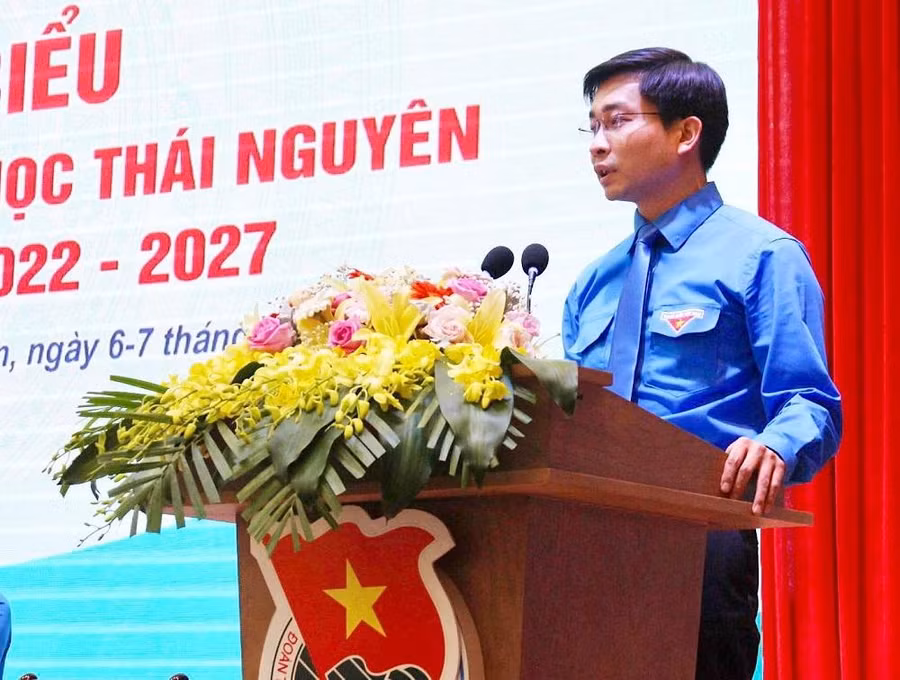 Anh Đoàn Quang Duy - Bí thư tỉnh Đoàn Thái Nguyên phát biểu tại Đại hội