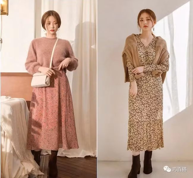 Áo len + chân váy chắc hẳn là bộ đôi được các nàng bánh bèo 