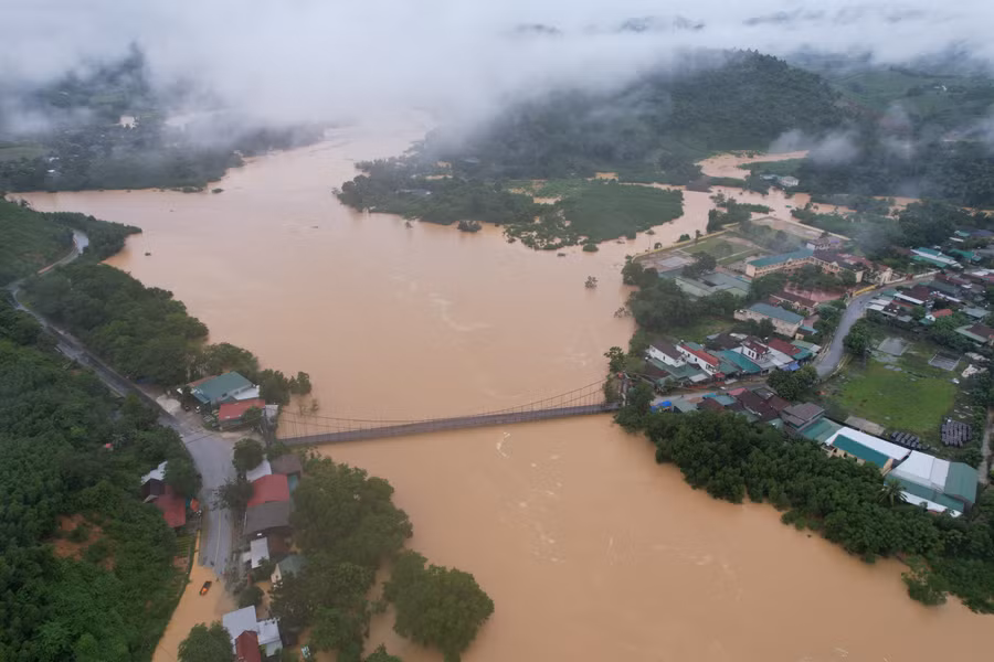 Cảnh ngập lụt ở khu vực xã Châu Hội, huyện Quỳ Châu. (Ảnh: Chi cục Thủy lợi tỉnh Nghệ An)