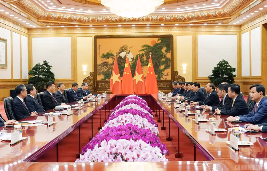 Quang cảnh cuộc hội kiến. Ảnh: VGP/Quang Hiếu Quang cảnh cuộc hội kiến. Ảnh: VGP/Quang Hiếu