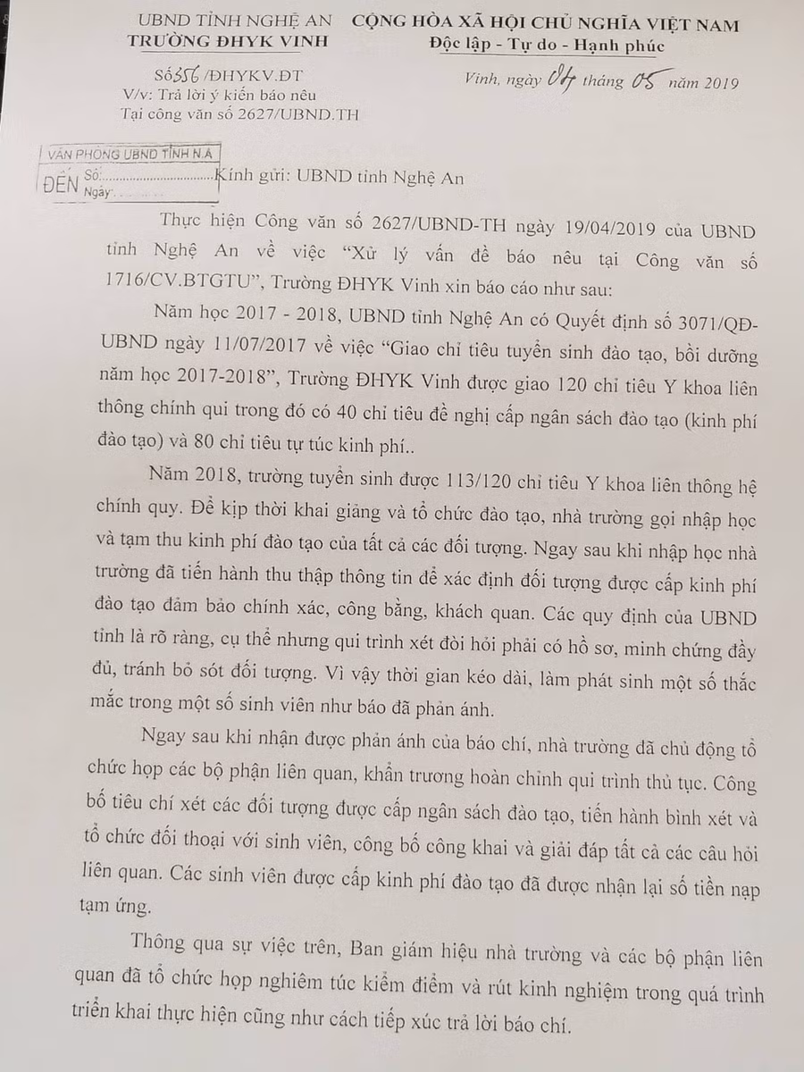 Công văn trả lời vấn đề báo nêu gửi UBND tỉnh Nghệ An Công văn trả lời vấn đề báo nêu gửi UBND tỉnh Nghệ An