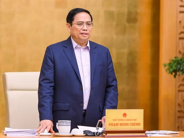 Thủ tướng Phạm Minh Chính phát biểu tại phiên họp Chính phủ thường kỳ tháng 5/2022 - Ảnh: VGP/Nhật Bắc.
